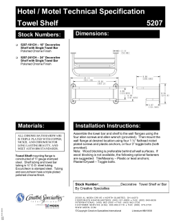 Towel Shelf 5207 Hotel / Motel Technical Specification