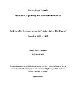 Post-Conflict Reconstruction In Fragile States: The Case Of Somalia