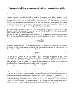Determination of dissociation constant of indicators