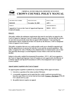Appeals by Crown to the Court of Appeal and Supreme Court of