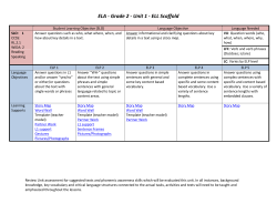 ELA - Grade 2 - Unit 1 - ELL Scaffold