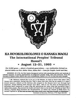 Ka Ho`okolokolonui O Kanaka Maoli