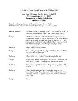 Interview of Former Special Agent of the FBI W. Peyton George