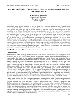 Determinants of Traders` Spatial Mobility Behaviour
