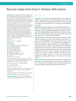 Nutrient Intake From Food in Children With Autism abstract