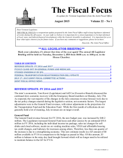 The Fiscal Focus - Vermont Legislature