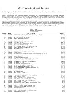 Delinquent Tax List - Hamilton County Nebraska