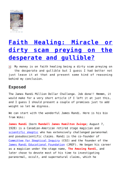 Faith Healing: Miracle or dirty scam preying on the desperate and