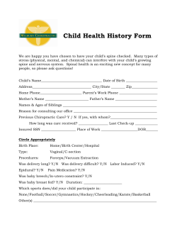 Child Health History Form