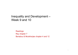 Inequality and Development &ndash; Week 9 and 10