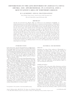 differences in the life histories of xerolenta obvia