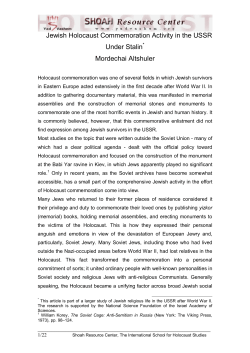 Jewish Holocaust Commemoration Activity in the USSR Under Stalin