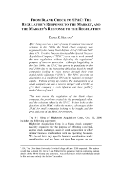 From Blank Check to SPAC: The Regulator`s