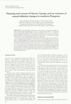 Thinning and retreat of Glaciar Upsala, and an estitnate of annual
