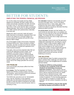 Better for Students: Simplifying the Federal