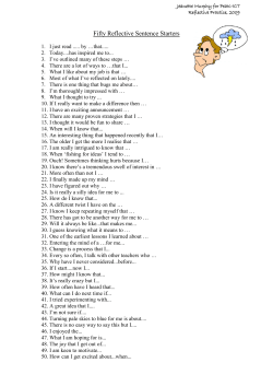 Fifty Reflective Sentence Starters - PeaK-ICT