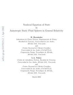Nonlocal Equation of State in Anisotropic Static Fluid Spheres in