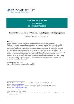 Pre-marital Confinement of Women: A Signaling and Matching