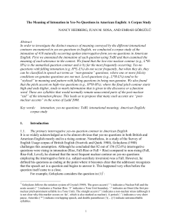 The Meaning of Intonation in Yes-No Questions in