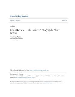 Book Review: Willa Cather: A Study of the Short Fiction
