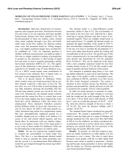 MODELING OF STEAM PRESSURE UNDER MARTIAN LAVA