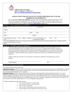 Border State Waiver - Valdosta State University