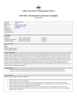 LITR 100-Introduction to Literature in English