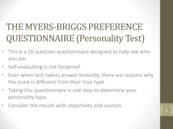 THE MYERS-BRIGGS PREFERENCE QUESTIONNAIRE