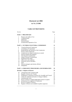 Electoral Act 2002 - Victorian Legislation