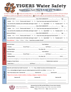 Sw im m er Inform ation Parent Contact M edical - CAPS