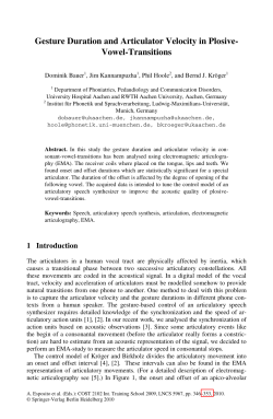 Gesture Duration and Articulator Velocity in Plosive - RWTH