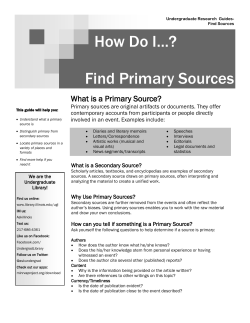 How Do I&hellip;? Find Primary Sources