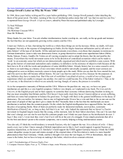 George Orwell`s Letter on Why He Wrote `1984`