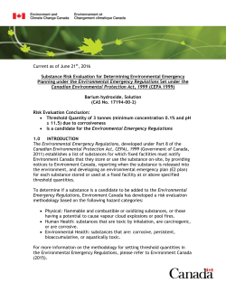 Current as of June 21st, 2016 Substance Risk Evaluation for