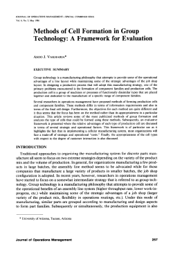 Methods of Cell Formation in Group Technology: A Framework for