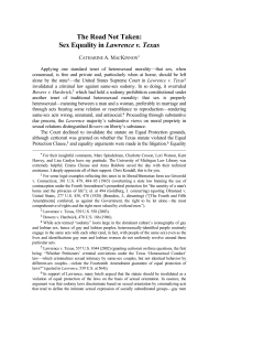 The Road Not Taken: Sex Equality in Lawrence v. Texas