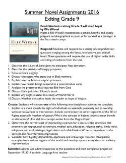 Summer Novel Assignments 2016 Exiting Grade 9