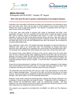 MEDIA RELEASE Embargoed until 00.00 BST