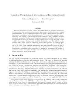 Gambling, Computational Information and Encryption Security