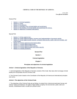 Armenia Criminal Code of the Republic of Armenia 2009