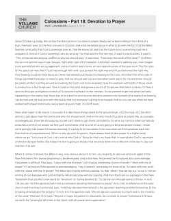 Colossians - Part 18: Devotion to Prayer