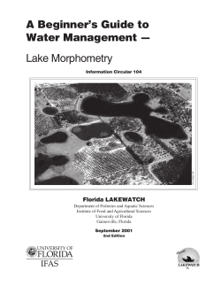 A Beginner`s Guide to Water Management — Lake Morphometry