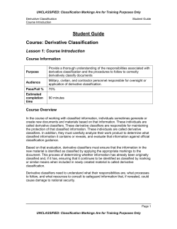Student Guide Course: Derivative Classification