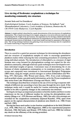 Live sieving of freshwater zooplankton: a