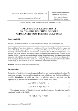 Influence of lead nitrate on cyanide leaching of gold and silver from