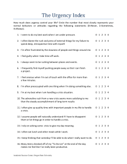 The Urgency Index - Academic Success Center