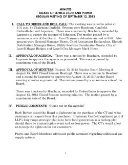 MINUTES BOARD OF LOWELL LIGHT AND POWER REGULAR