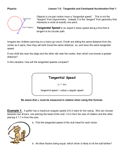 Tangential Speed vt = rω