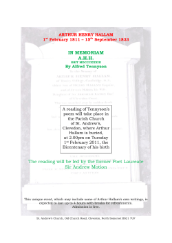 IN MEMORIAM A.H.H. The reading will be led by the former Poet