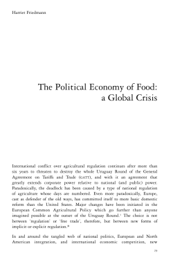 The Political Economy of Food: a Global Crisis